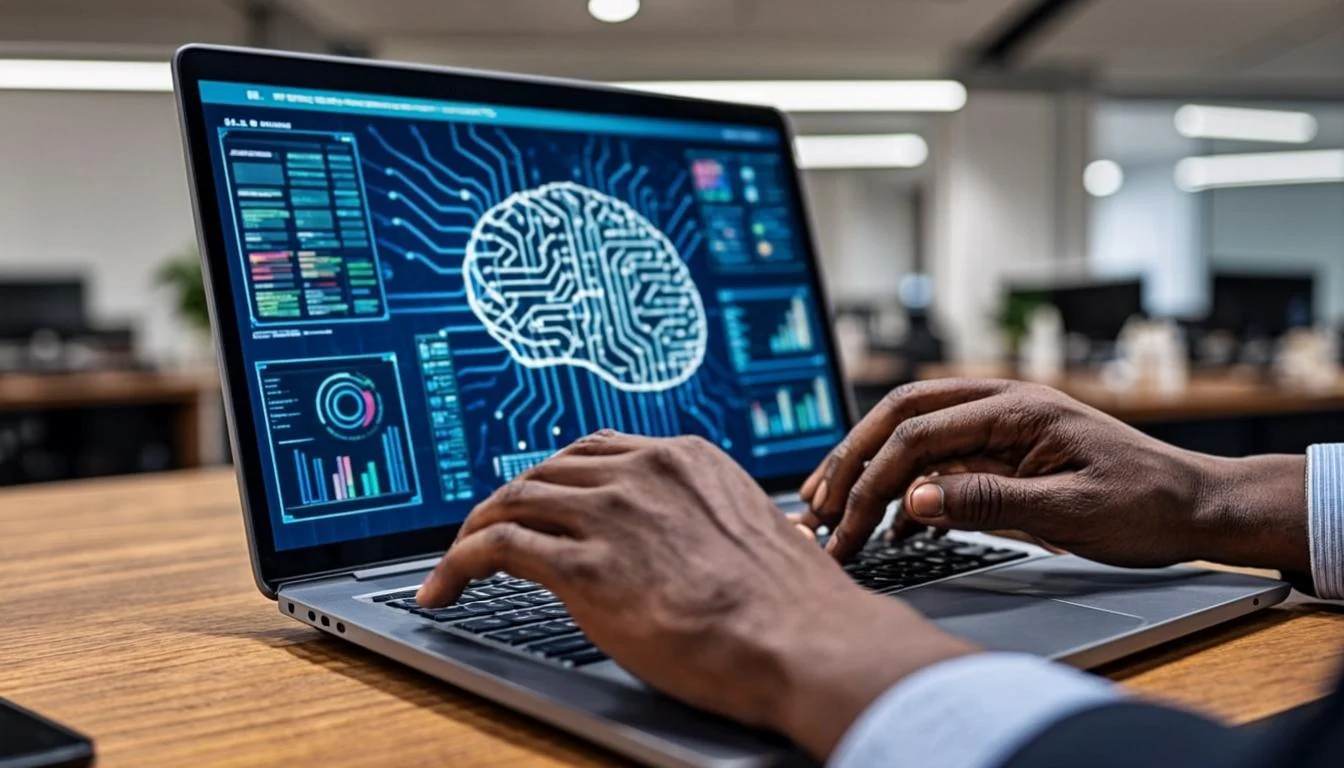 Développeur ivoirien codant des algorithmes d'intelligence artificielle à Abidjan